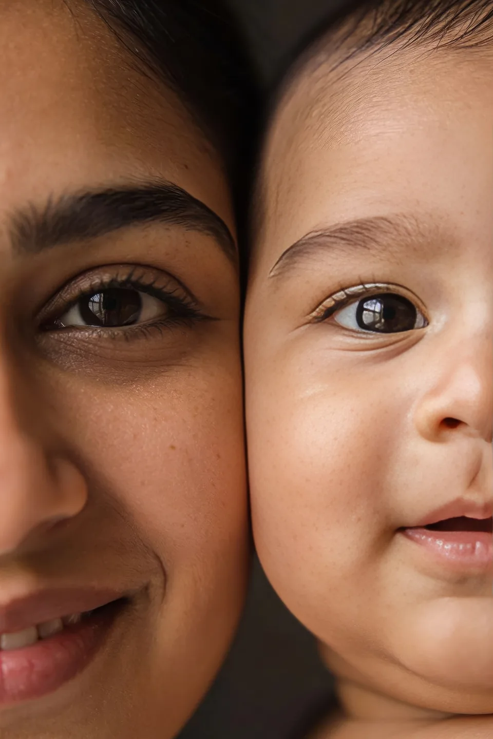 A mother holding her newborn close